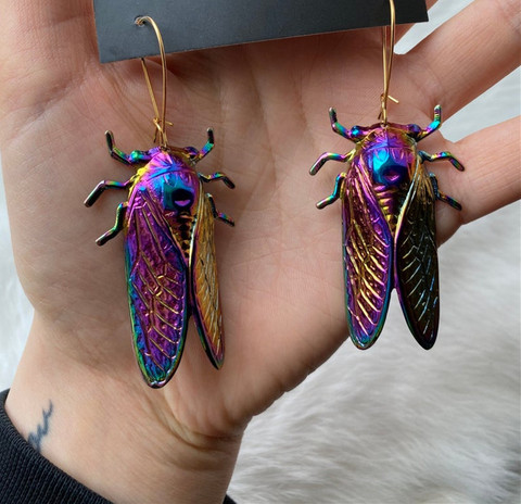 New Design!Psychedelic Cicada Lucky Insect Earrings, Unique Earrings,Super Cute ► Photo 1/2