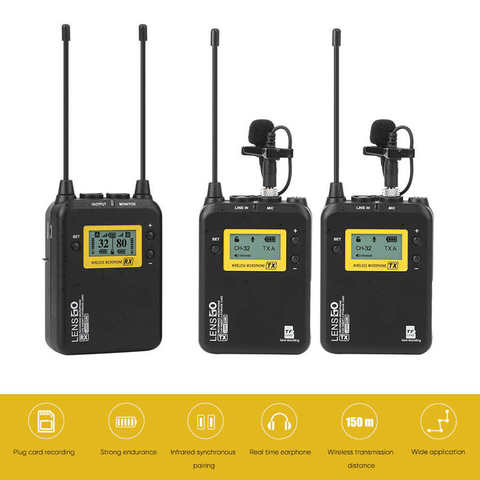 LENSGO LWM 328C Wireless Microphone Professional DSLR Camera Lapel Lavalier Mic Transmitter Kit for Video Recording Interview ► Photo 1/1