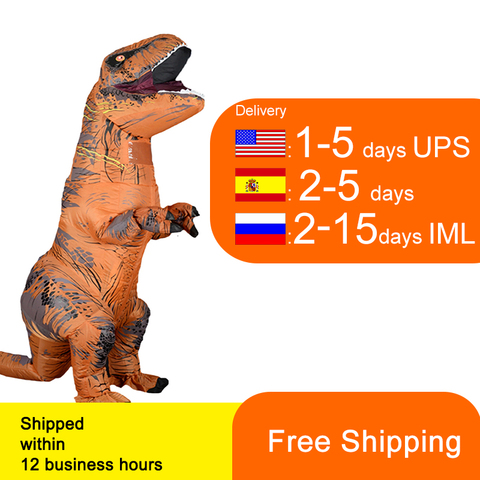 T Rex Velociraptor Inflatable  Costume Mascot Cosplay Dinosaur  Dino Halloween For Women Men Kid ► Photo 1/4