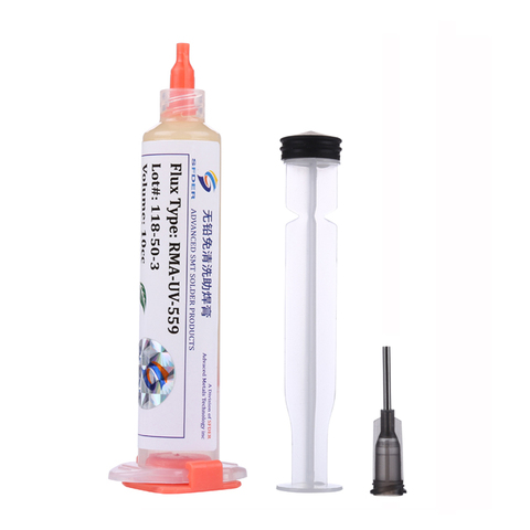 RMA-UV-559 Lead-Free 10ML Solder Paste Flux Syringe PCB BGA No-Clean Welding Advanced Oil Flux Grease Soldering Repair Tool ► Photo 1/5