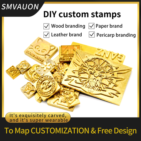 Customized LOGO Leather stamp Copper Brass Wood Paper Skin Bread Cake Die Heating Emboss Mold Letter Metal Stamp Brand iron skin ► Photo 1/6