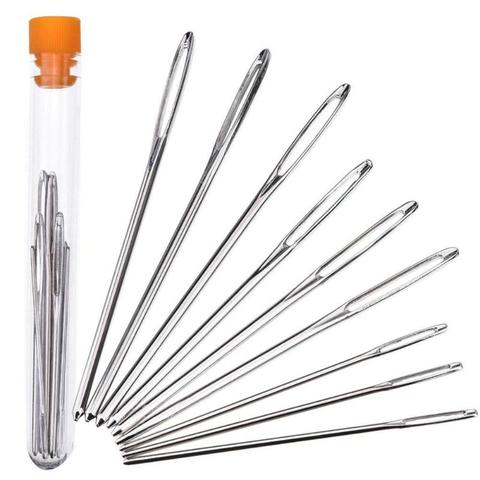 9Pcs Large Eye Metal Needles Cross Stitch Knitting Crochet Hook Set with case DIY Sewing Needle Accessories ► Photo 1/6