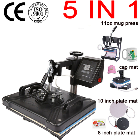 factory double display 30*38CM 5 in 1  sublimation Printer Combo thermal T-shirt Heat Press Machine for Plates/Cap/Mug/Phone ► Photo 1/6