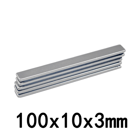 1/2/5PCS 100x10x3 mm NdFeB Super Strong Neodymium Magnet Block Permanent Magnet Powerful Magnets N35 Magnetic 100*10*3mm ► Photo 1/4