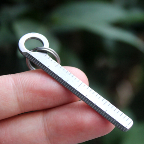 Mini Titanium Alloy Ruler Outdoor EDC Tool Small Titanium Ruler Key Chain Accessories ► Photo 1/6
