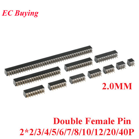 10pcs 2.0mm Pitch Double Row Stright Female Pin Header Strip Connector 2*2/3/4/5/6/7/8/10/12/20/40P 2mm ► Photo 1/6