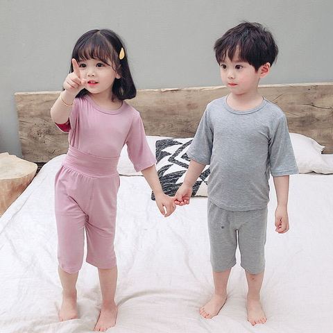 Spring Summer Baby Girls Clothes Pajamas Sets Boy Pyjamas Kids Homewear Modal Nightwear Children's Indoor Clothing Pijamas Suit ► Photo 1/6