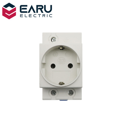 EU Standard 35mm Modular Din Rail Mount AC Power Socket Plug 16A 250V AC Connector Grey Residential General-Purpose Industrial ► Photo 1/6