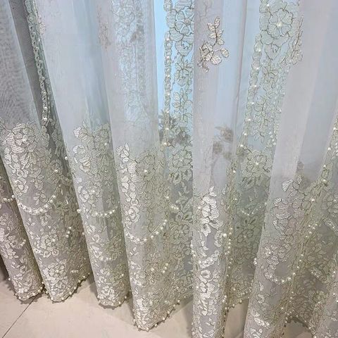 Luxury Exquisite Embroidered Pearl Tulle Curtains Lace Sheer Curtains For Living Room Bedroom European Villa Home Decor AG568#4 ► Photo 1/6