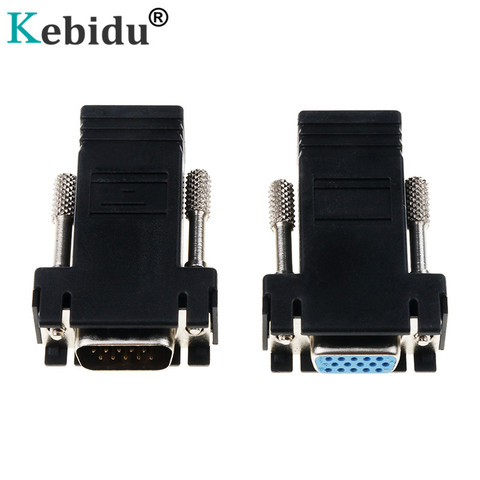 Kebidu RJ45 to VGA Extender Male to LAN CAT5e CAT6 RJ45 Network Ethernet Cable Female Adapter Computer Extra Switch Converter ► Photo 1/6