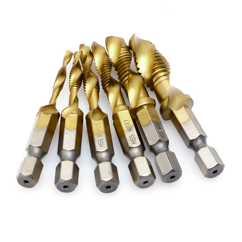 1PC Hex Shank M3-M10 Titanium Plated HSS Hand Screw Thread Metric Tap Drill Bits WXTC ► Photo 1/6