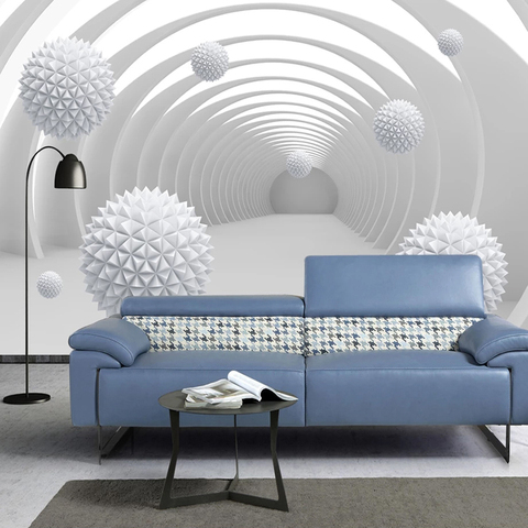 Custom Photo Wallpaper Abstract Tunnel Space Circle Ball 3D Living Room Sofa TV Background Wall Home Decor Mural Wall Covering ► Photo 1/6