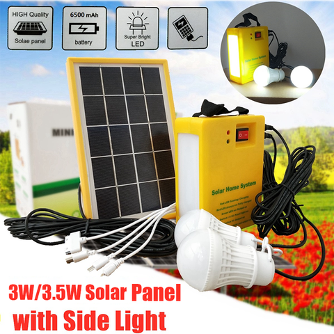 Solar Power Panel Generator Home System Kit With 3 LED Bulbs Solar Lamp Emergency Light 4 Heads USB Charging for Outdoor Garden ► Photo 1/6