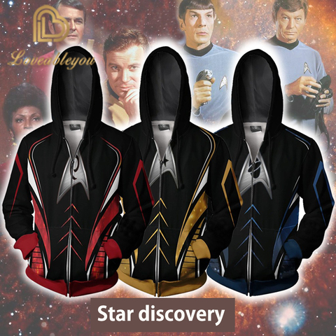 Movie Star Discovery Cosplay Zipper Hoodies Universe Trek Coat 3D Print Unisex Jacket Sweatshirt Plus Size S-5XL ► Photo 1/5