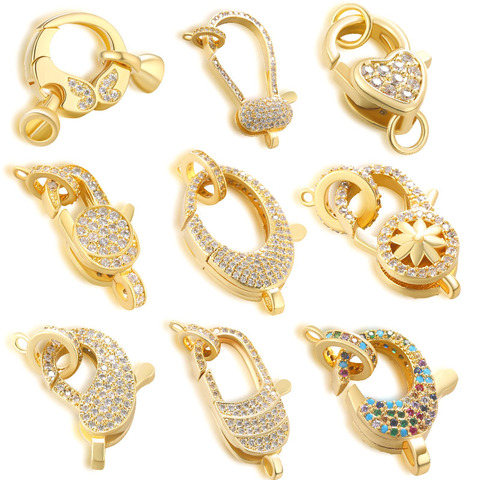 Gold Crystal Clasp Hooks For Women DIY Handmade Necklace Bracelet Jewelry Accessories Copper Connectors Luxury Making Supplies ► Photo 1/6