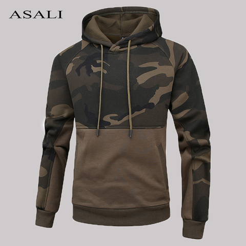 Men Camouflage Pullover Hoodies Sweatshirts Casual Patchwork Hoody Men's Fashion Military Hooded Sweatshirt Male Camo Streetwear ► Photo 1/6