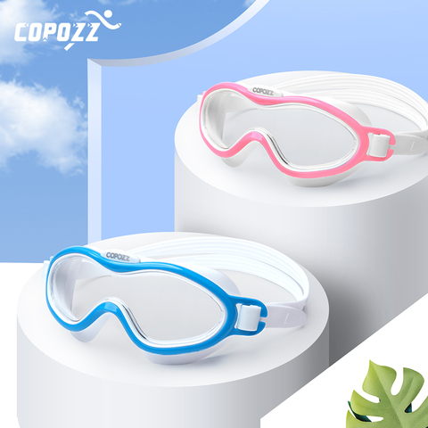 COPOZZ Kids Swim Goggles Anti Fog Waterproof Children Teenagers Big Frame Swimming Eyewear Boy Girl One-piece Swim Glasses ► Photo 1/6