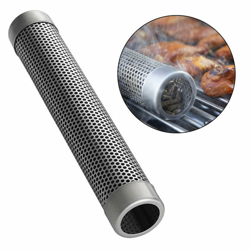 BBQ Stainless Steel Perforated Mesh Smoker Tube Filter Hot Cold Smoking Gadget 