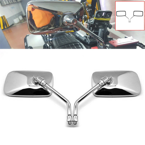 DERI 1Pair Universal Rectangle Aluminum Motorcycle Rearview Mirrors 10mm Chrome retrovisor de moto mirror moto For Honda ► Photo 1/6