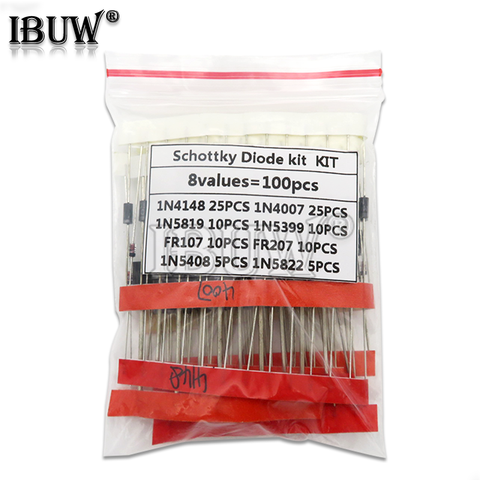 100PCS 1N5399 1N5408 1N4148 1N4007 1N5819 1N5822 FR107 FR207 Switching Diode component diy kit Diode kit original ► Photo 1/2