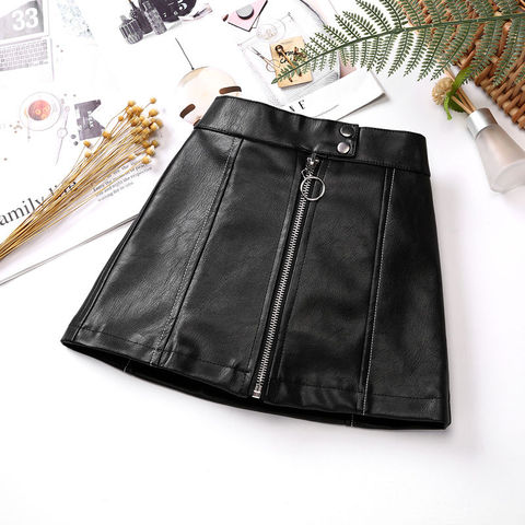 2022 new spring autumn Girls Kids leather PU zipper skirt comfortable cute baby Clothes Children Clothing ► Photo 1/6