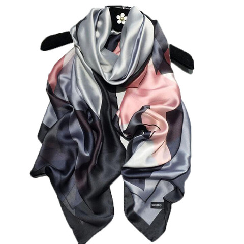 2022 Fashion Scarf Luxury 100% Silk Scarf Women Scarves Shawl High Quality Print Hijab Wrap 180*90 CM ► Photo 1/6