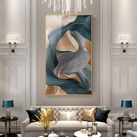 Nordic Canvas Painting Modern Abstract Luxury Ribbon Posters Prints Wall Pictures for Living Room Bedroom Decor Gold Art Poster ► Photo 1/6