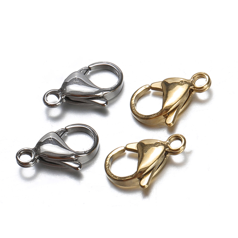 20pcs/lot 9/10/12/15MM Lobster Clasps Stainless Steel Jewelry Finding Clasp Hooks Diy Necklace & Bracelet Chain Making Supplies ► Photo 1/6
