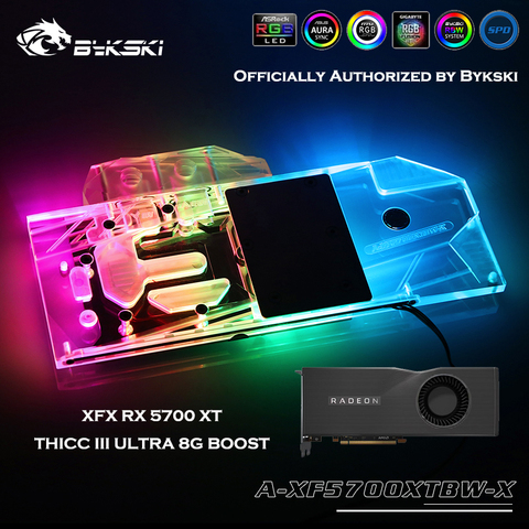 Bykski A-XF5700XTBW-X Full Coverage GPU Water Block For XFX RX 5700 XT THICC III ULTRA 8G BOOST Graphics Card Radiator Cooler ► Photo 1/6