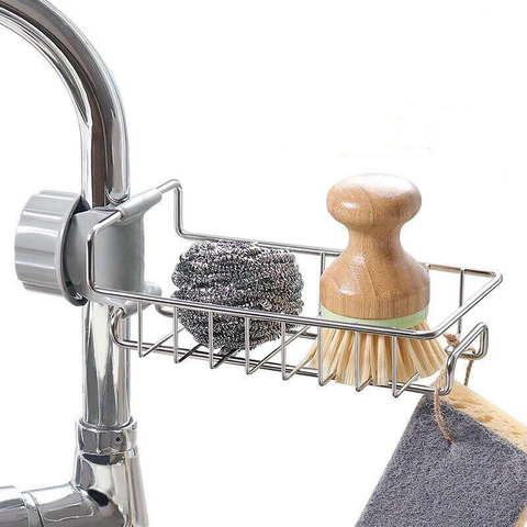 Faucet rack Kitchen Storage Stainless Steel Faucet Shelf Sponge Dish Cloth Finishing Rack Drain Rack Pool Rag Storage Rack ► Photo 1/6