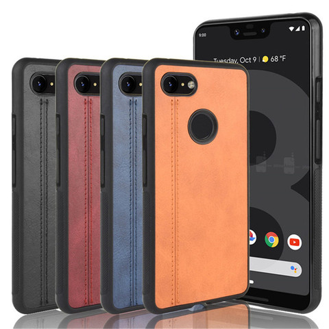 For Google Pixel 3 Luxury Calfskin PU Leather lines Hard Back Cover Case For Google Pixel 3 XL 3XL Pixel3 Pixel3XL Phone Cases ► Photo 1/6