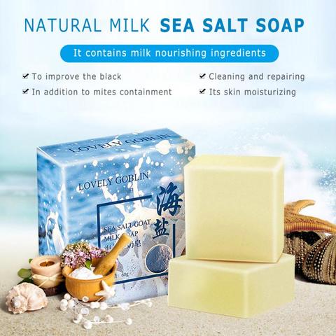 Buy Online Lovely Goblin Sea Salt Soap Oil Control Sulfur Face Wash Goat Milk Soap Remove Pores Acne Pimples Face Body Cleaning Soap Tslm1 Alitools