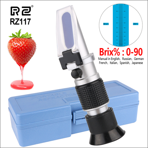 RZ Refractometer Sugar Meter 0-90% Brix RHB-90ATC Handheld Brewing Auto Refractometer Fruit Sauce Meter Sugar Refractomer ► Photo 1/6