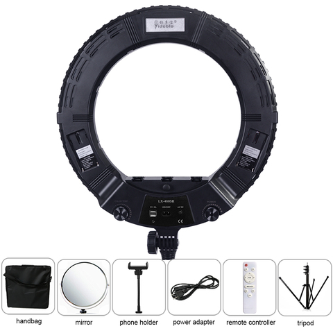 Yidoblo Warm & Cold Light LX-480SII 48W Ring Light Kit LED Ring Lamp SMD LEDS Video Light Lamp Makeup Lighting + Stand (2M)+ Bag ► Photo 1/6