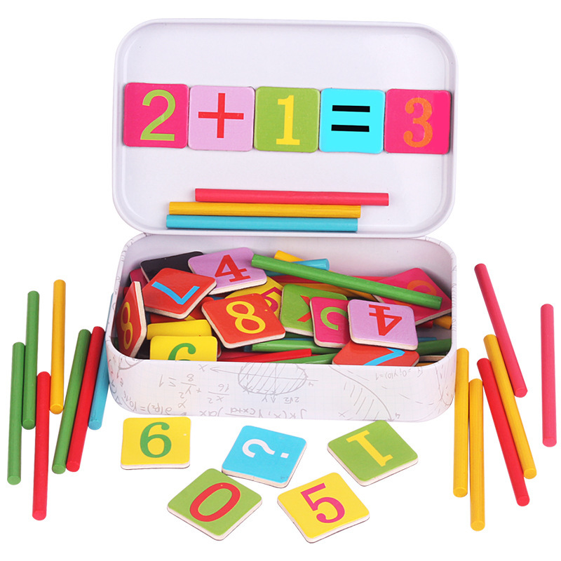 Baby Kids Early Learning Wooden Numbers Stick Mathematics Counting Math Toy OQF 
