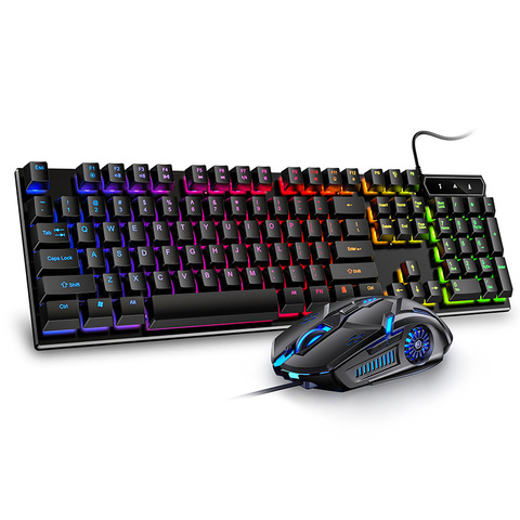 Wired Gamer Keyboard Mouse Sets USB Wired Keyboard 104 Keycaps Mixed RGB Backlit Gaming Keyboard 3200DPI Wired Mouse for Noteboo ► Photo 1/6