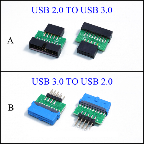 YuXi Chassis Front USB2.0 9pin female to USB3.0 19 pin 20Pin male adapter USB 3.0 19pin /20Pin to USB 2.0 9PIN converter adapter ► Photo 1/3