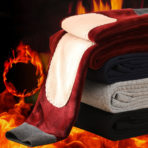 ZJX Winter Warm Mens Long Johns Thermal Underwear Men Leggings Thermos Pants Male Wool Thick Men's Cotton Warm Knee Pants ► Photo 1/6