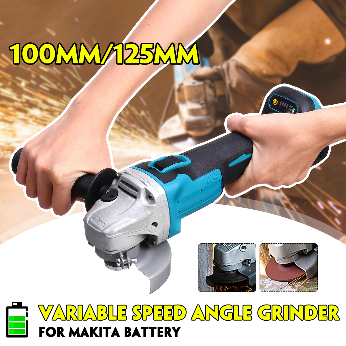 100/125mm Variable 4 Speed Brushless Cordless Impact Angle Grinder Electric Grinding Machine For Makita 18V Without Battery ► Photo 1/6