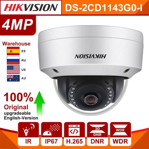 Original Hikvision IP Camera 4MP PoE Camera Onvif DS-2CD1143G0-I Dome security camera ip67 ik10 TVS 2000V lightning protection ► Photo 1/5