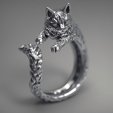 MENGYI Charming Cute Cat  Ring Women Retro Exquisite Animal Jewelry Punk Party Gothic Ring Girl Daily Hip Hop Rock Bague ► Photo 1/3
