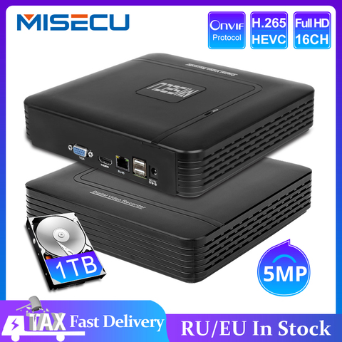 MISECU H.265 Mini NVR Full HD real P2P 16CH/8CH 5MP 16CH 1080P Video Recorder Motion Detect ONVIF For IP Camera Security System ► Photo 1/6