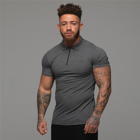 Brand Clothing Polo Shirt Men Business Casual Solid Male Short Sleeve Cotton Gym Bodybuilding Fitness polos para hombre ► Photo 1/6