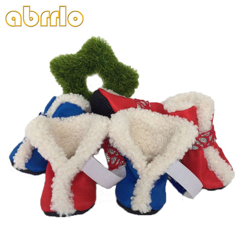 Abrrlo 4pcs Christmas Waterproof Winter Pet Dog Shoes Anti-slip Snow Boots Footwear Thick Warm For Small Dogs Puppy Dog Booties ► Photo 1/6