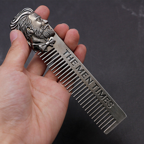 1PC Gentelman Barber Styling Metal Comb Stainless Steel Men Beard Comb Mustache Care Shaping Tools Pocket Size Silver Hair Comb ► Photo 1/6