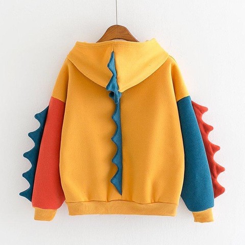 Cute Hoodies Patchwork Winter Harajuku Kawaii Sweatshirt Women Oversize Hooded Pullover Dinosaur Cos Tops Tracksuit Sudadera New ► Photo 1/6