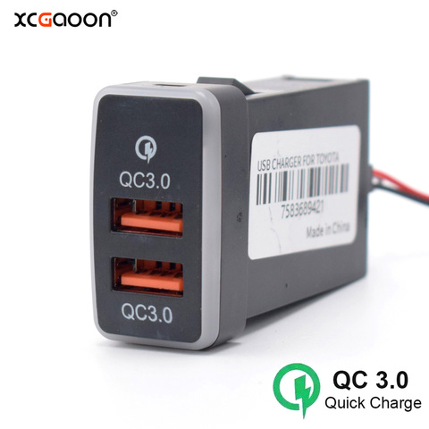 XCGaoon QC3.0 Quickcharge Car Charger Double USB Phone PDA DVR Adapter Plug & Play Cable For TOYOTA Hilux VIGO ► Photo 1/6