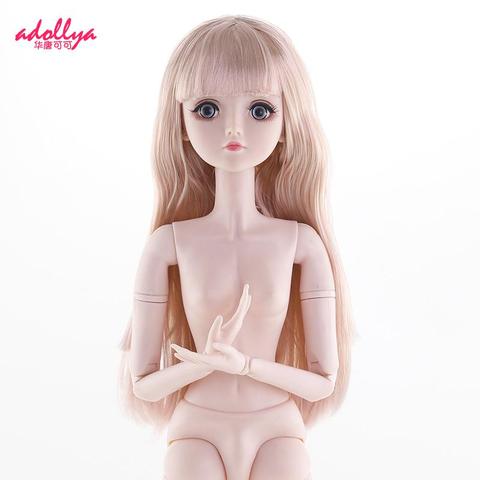60cm BJD 22 Movable Jointe Dolls Nude Body 1/3 Plastic Female Doll Head Naked Dolls For Girls DIY Dress Up  Long Hair Girls Toys ► Photo 1/6