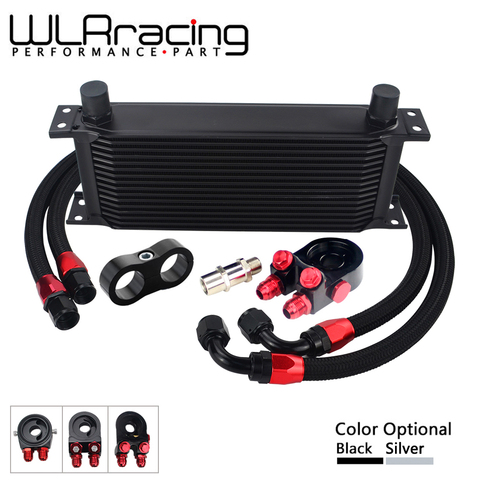 AN10 Universal 16 Rows Oil Cooler Kit + Oil Filter Sandwich Adapter + Staingless Steel Braided AN10 Hose + Line Separator ► Photo 1/6