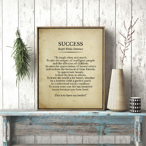 Success Ralph Waldo Emerson Poem Print Inspirational Quotes Vintage Poetry Poster Literature Wall Art Canvas Painting Home Decor ► Photo 1/6